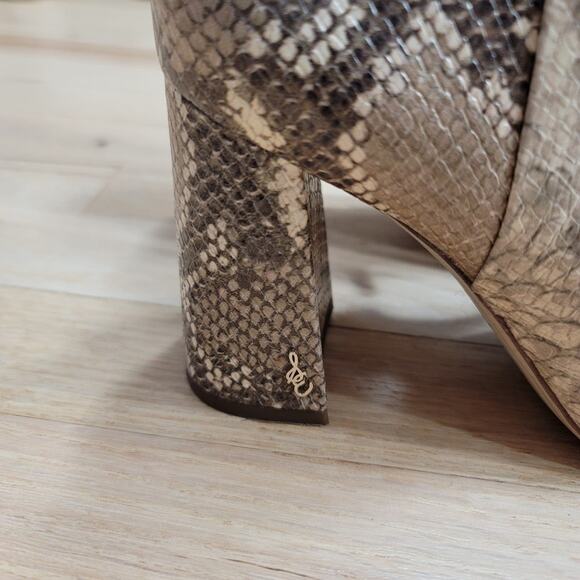 Sam Edelman Codie Daruby Snake Print Leather Heeled Ankle Boots Women's Size 7.5 - Picture 2 of 11